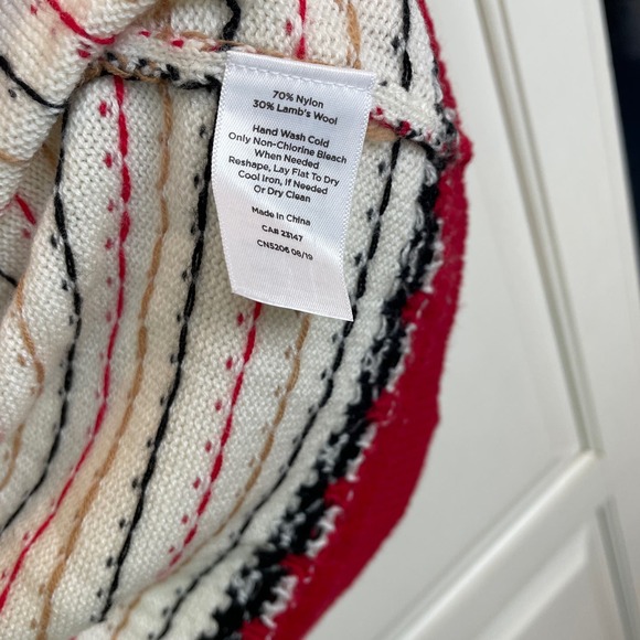 Talbots Women's Sz L Lambs Wool Blend Sweater Fair Isle White Red - Picture 4 of 10